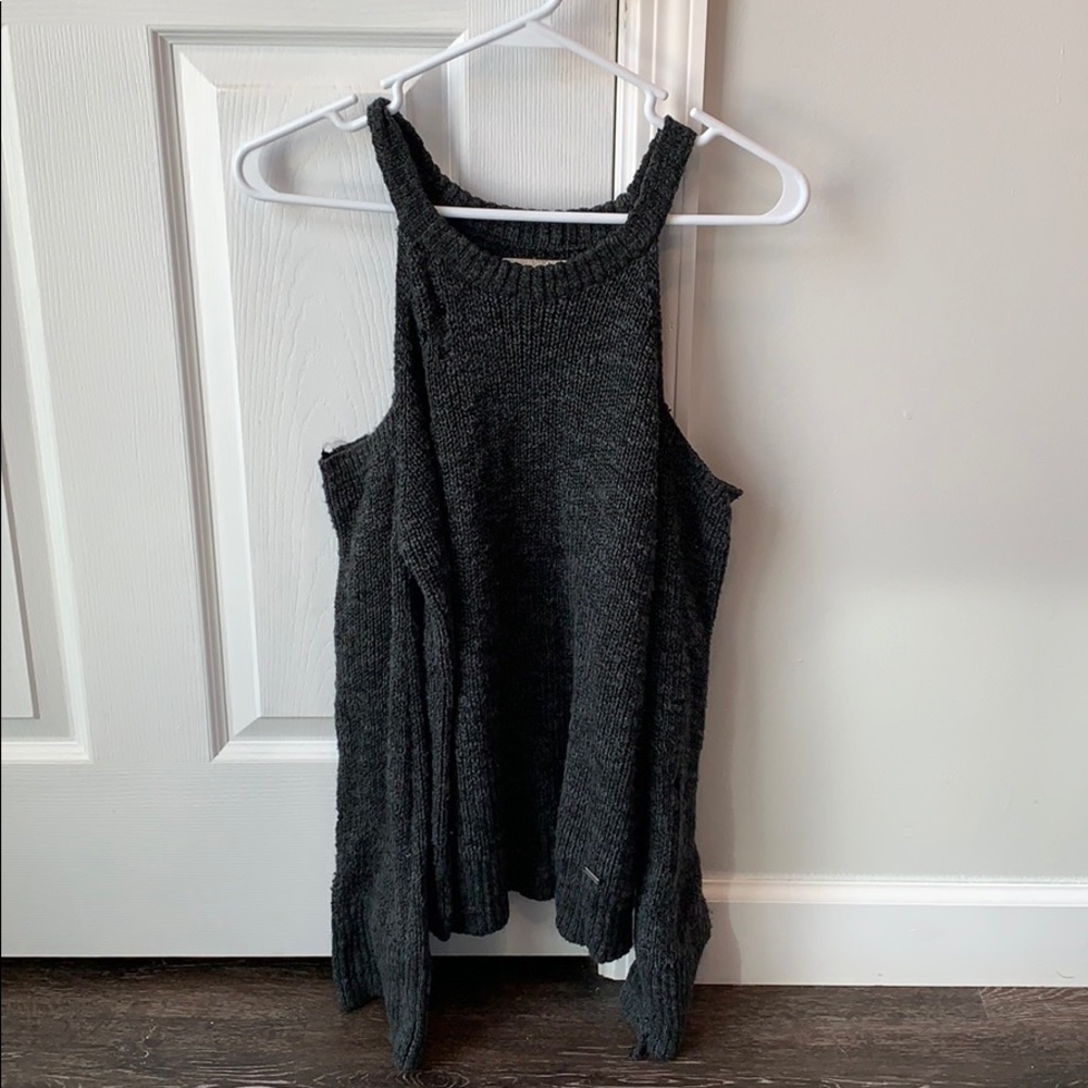 Distressed Cold Shoulder Sweater